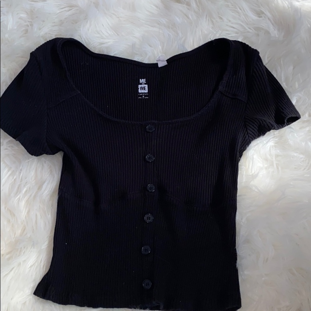 Pacsun black button down crop top